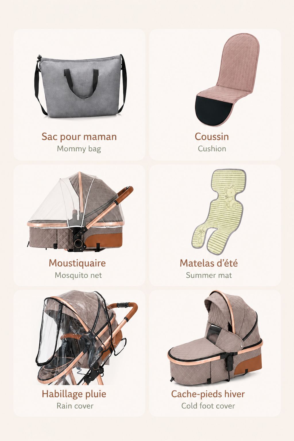 Poussette 3 en 1 - Taupe